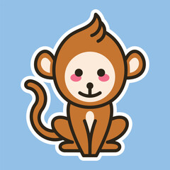 Cute Cartoon animal simple illustration art isolated design for kid education. monkey