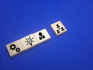 Fototapeta na wymiar Symbol of setting, light bulb, entrepreneur and entrepreneur network. Photo concept theme business background.