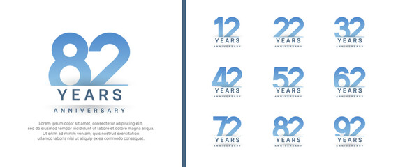 set of anniversary logo style. vector design blue color for celebration