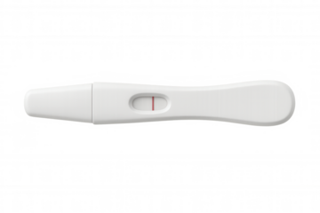 Close-up of a positive pregnancy test displaying two red lines, isolated on a transparent background