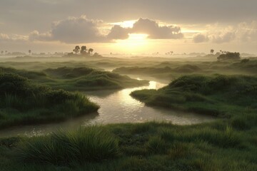 Misty sunrise over a tranquil marsh (2)