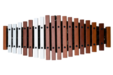 Wooden bar chimes percussion instrument with graduated bars isolated on a transparent background