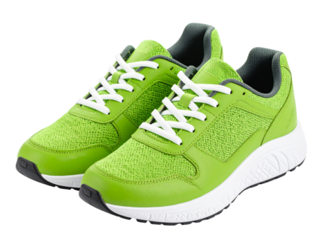 Neon green running sneakers on white background PNG
