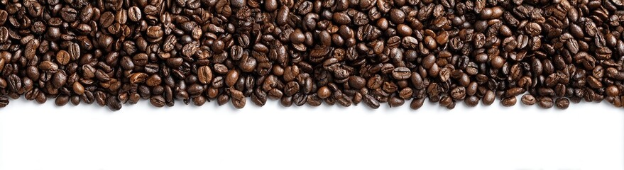 Fototapeta premium Coffee beans in a horizontal row
