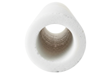 White foam thermal insulation tube for plumbing pipes isolated on a transparent background