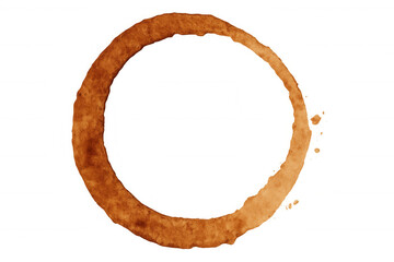 Obraz premium Coffee cup stain spreading circular brown mark, creating grungy texture against transparent backdrop with abstract visual effect