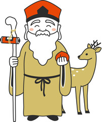 シンプルな寿老人のイラスト