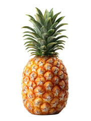 Fototapeta premium Tropical fruit with spiky green crown and textured orange skin pineapple food, Isolated On Png Transparent Background