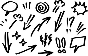 set of hand drawn comic doodle element