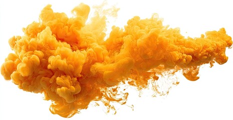 Orange ink clouds against white background