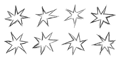 stars drawn by a child by hand in rock style