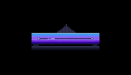 Pixelated audio player graphic with gradient colors