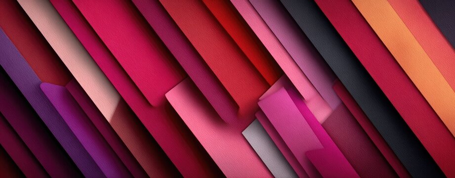Abstract diagonal stripes in various shades of red, pink, and purple