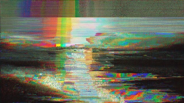 Abstract glitch art landscape