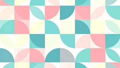 Abstract geometric pattern of squares and circles in pastel colors