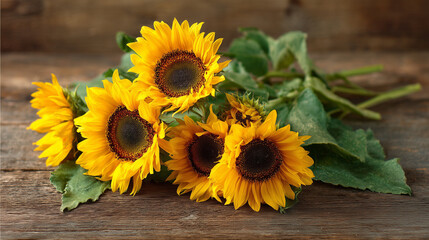 Obraz premium Vibrant sunflower flowers with detailed petals and brown centers