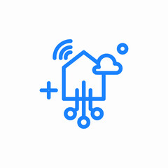smart home connection diagram sensors wi-fi internet cloud icon sign vector