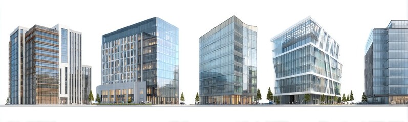 Modern office buildings in a city skyline