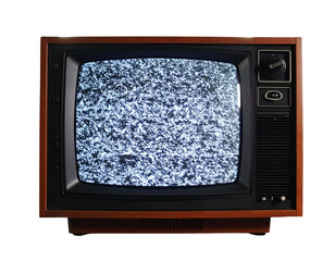 Vintage CRT television with static fuzz PNG