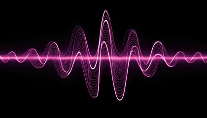 Abstract sound wave, magenta lines on black