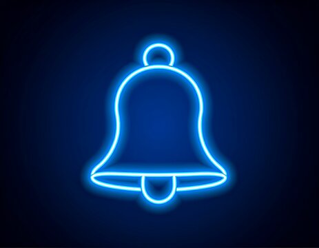 Neon blue bell icon - Powered by Adobe