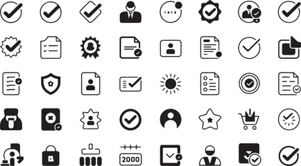 Fototapeta premium Security Check Icons Set for Business and Technology Concepts