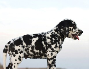 Dalmatian puppy profile, black and white spots