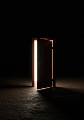 Illuminated doorway reveals an enigmatic escape in the shadowy depth and mystery