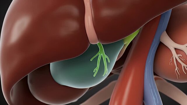 Human liver and gallbladder anatomy 3 d model