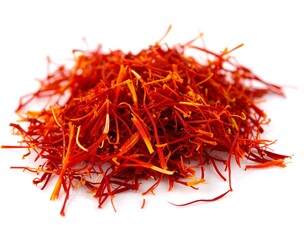 Pile of vibrant red and orange saffron threads