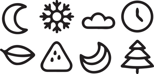 A colorful set of shiny vector icons for Christmas and Valentine's Day designs, featuring hearts, stars, and other symbols