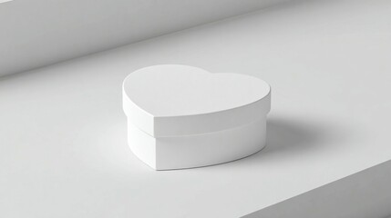 White heart shaped gift box mockup