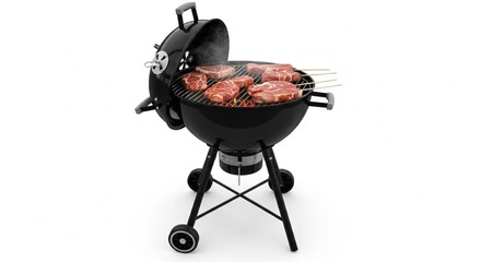 Black Kettle Grill with Sizzling Meat