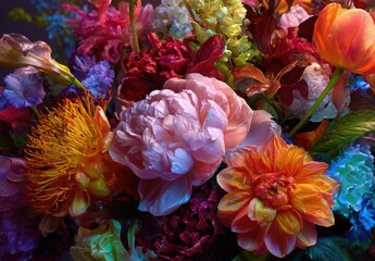 Fototapeta premium Vibrant floral arrangement close-up