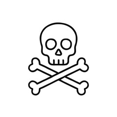 Skull and crossbones icon on transparent background  