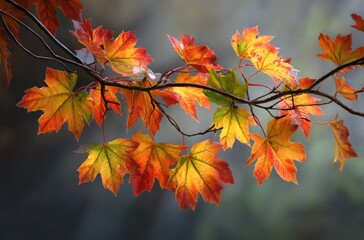 Autumn leaves on branch