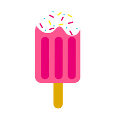 Pink Ice Cream Popsicle with Sprinkles &ndash; Flat Vector Illustration
