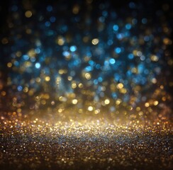 Obraz premium Abstract bokeh background of golden and blue lights