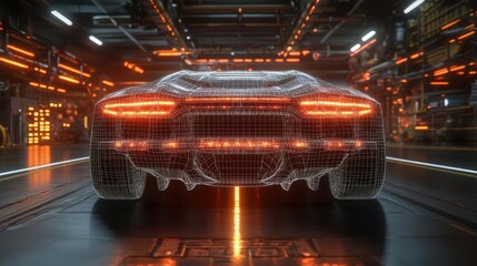 Futuristic Wireframe Car Design