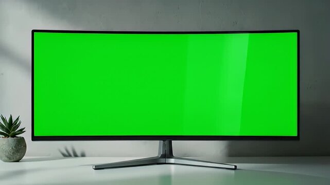 Green screen monitor on desk