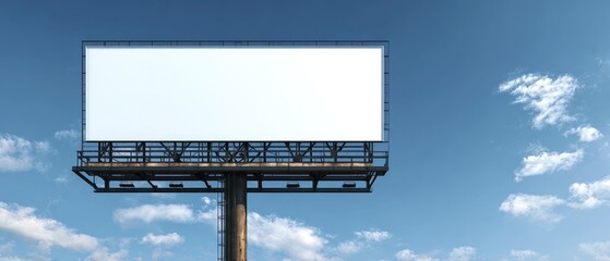 Blank billboard against a clear blue sky