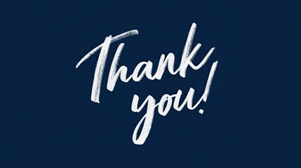 Hand-lettered "Thank You!" in white on navy blue background