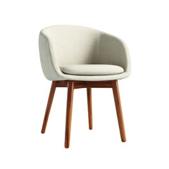 Cream upholstered armchair with wooden legs image, Isolated On Png Transparent Background