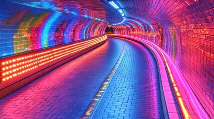 Vibrant Neon Tunnel Pathway