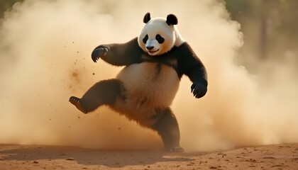 Dust and Power Collide in the Panda’s Fierce Kick