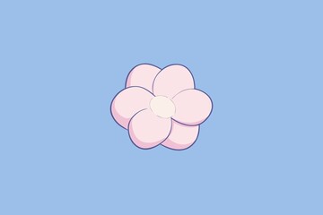 Simple Pink Flower Illustration with Five Petals on a Light Blue Background