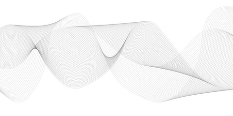 Thin wavy line abstract background. Wavy line horizontal divider outline minimalist background. Abstract black lines wave curve motion on white background. Vector Illustration.