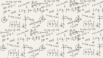 Mathematical equations and symbols background