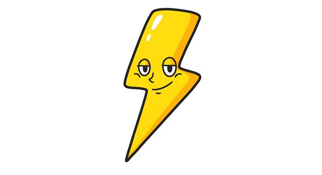 Smiling lightning bolt cartoon illustration graphic design element - Powered by Adobe