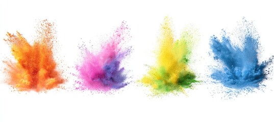 Fototapeta premium Colorful powder explosions on white background (3)